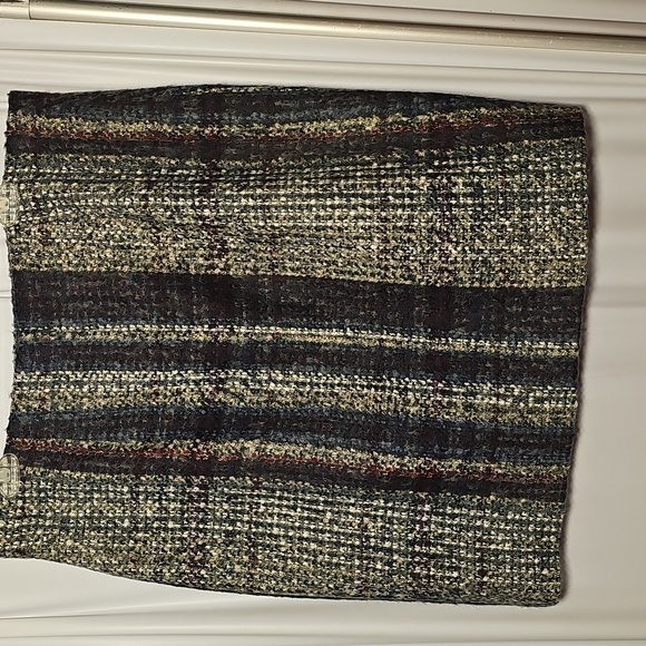 Lands' End Womens Blue Gray Tan Wool Blend Faux Wrap Skirt Size 14 - Picture 3 of 5